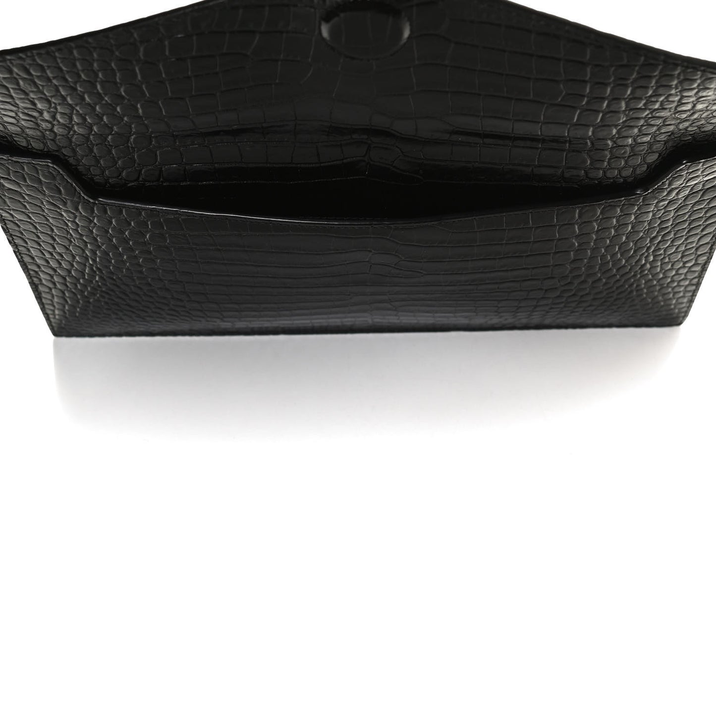 Calfskin Crocodile Embossed Uptown Monogram Clutch Black