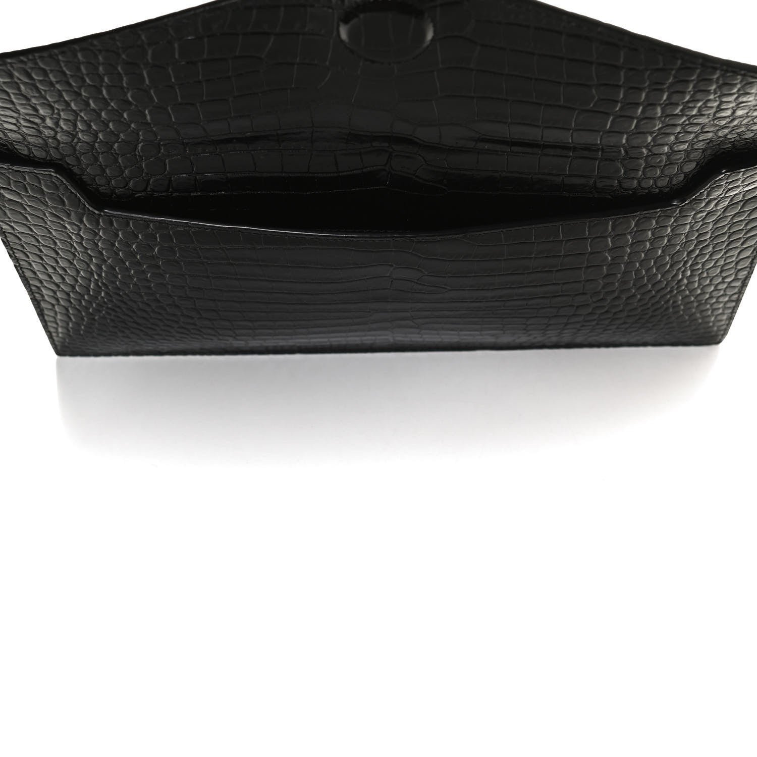 Saint Laurent Calfskin Crocodile Embossed Uptown Monogram Clutch Black 5 of 10