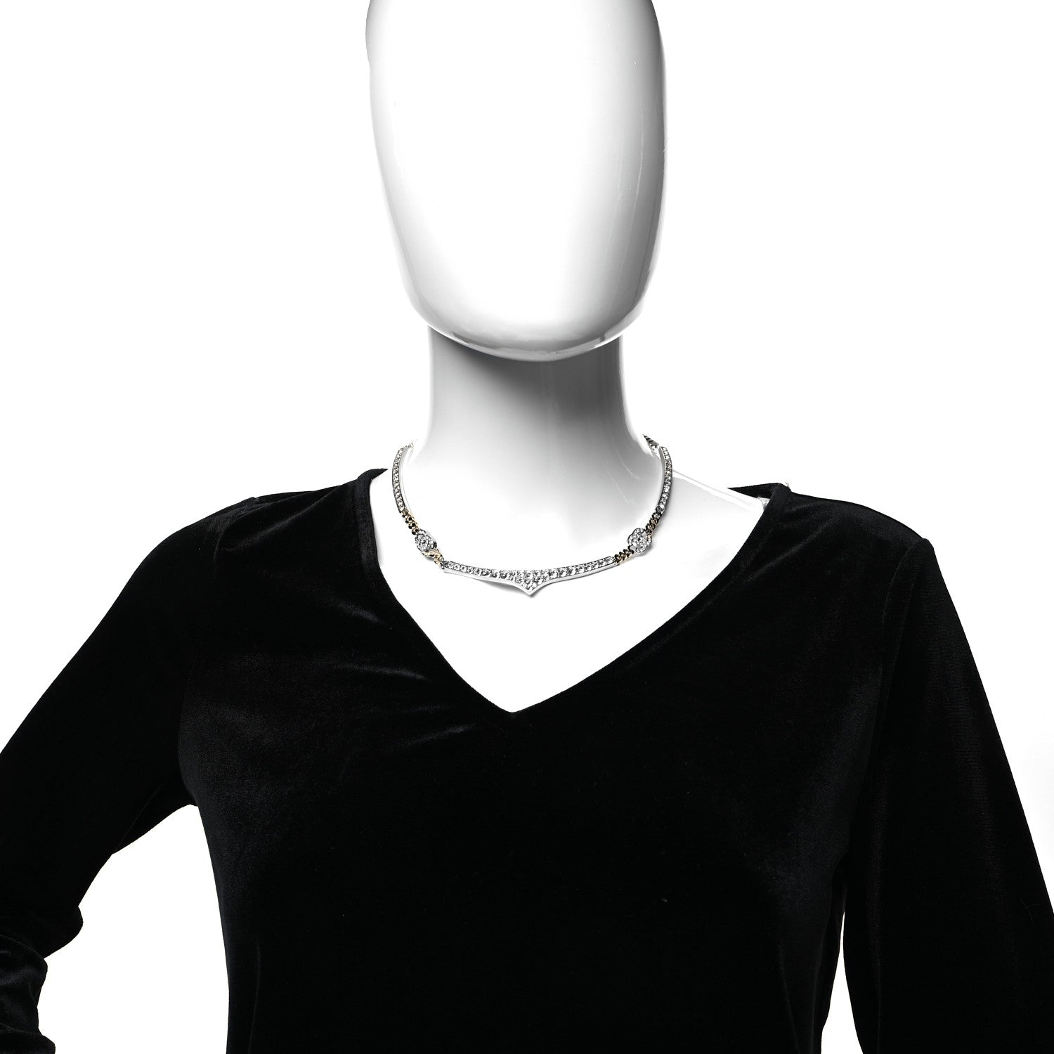 Chanel Crystal CC Collar Necklace Gold 2 of 5