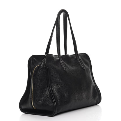 Alexander McQueen Pebbled Calfskin Large Skull Padlock Zip Around Tote Black 3 of 9