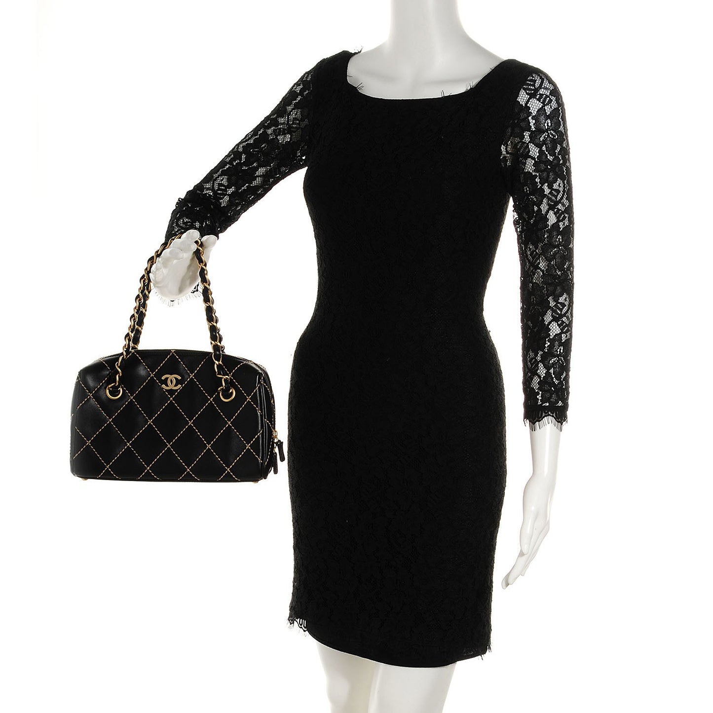 Calfskin Quilted Wild Stitch Bag Black