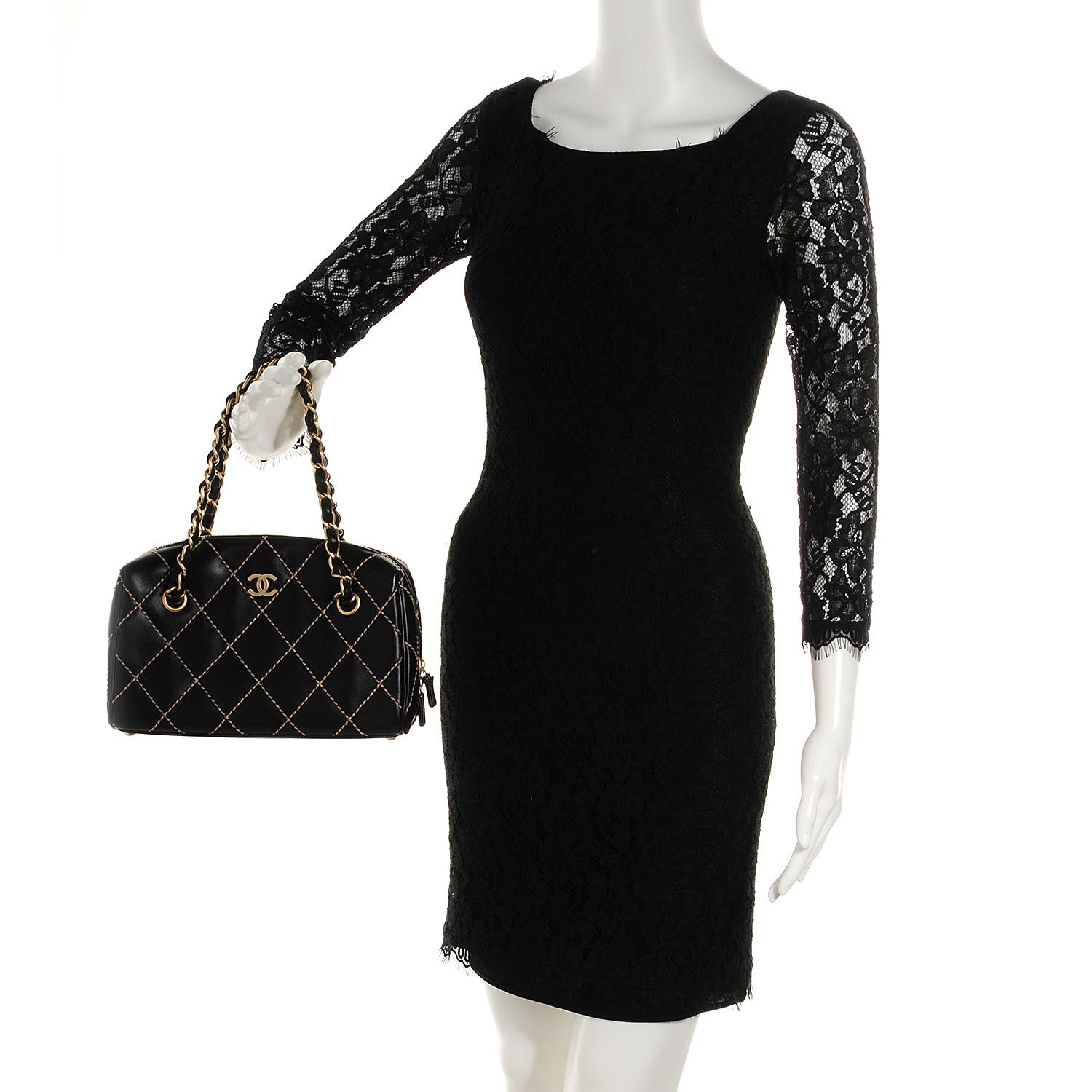 Chanel Calfskin Quilted Wild Stitch Bag Black 2 of 7