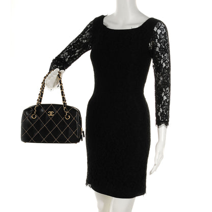 Chanel Calfskin Quilted Wild Stitch Bag Black 2 of 7