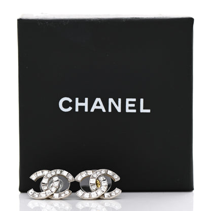 Chanel Baguette Crystal CC Earrings Silver 5 of 5