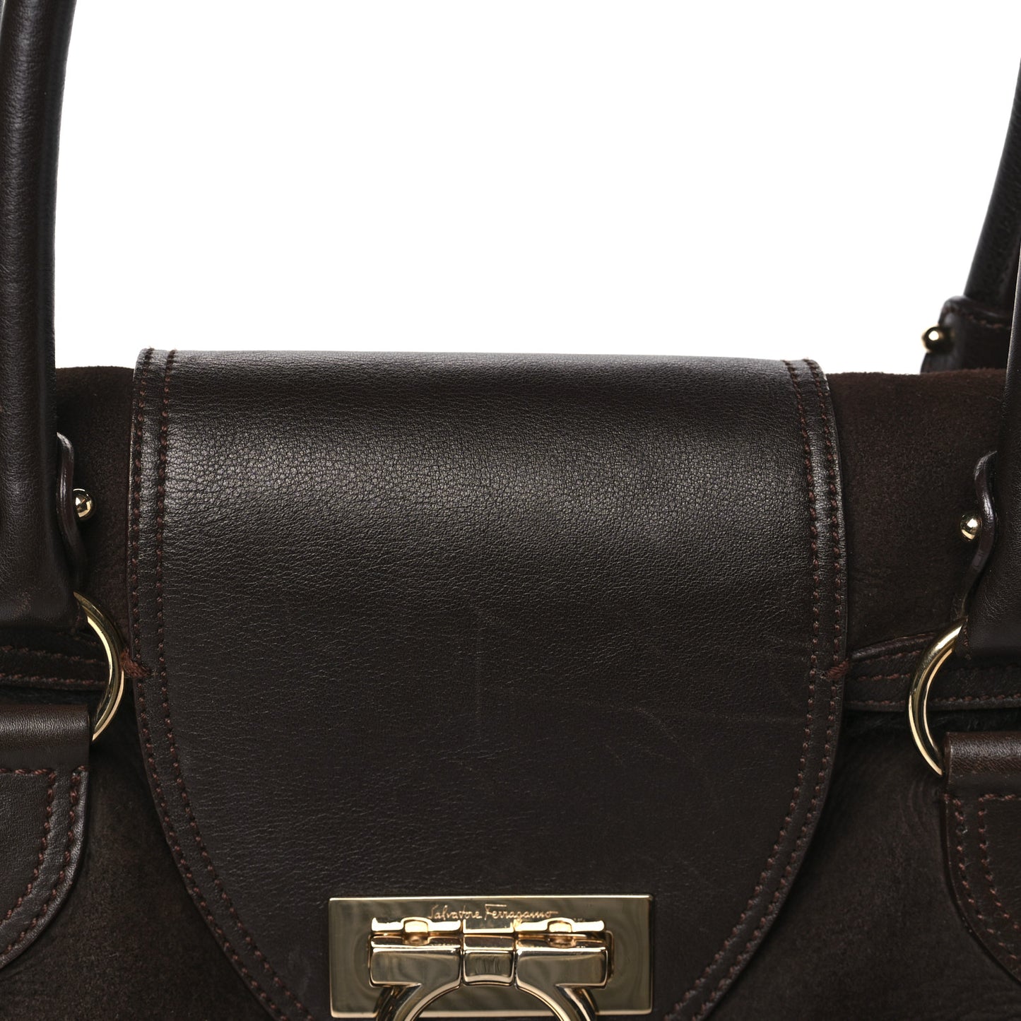 SALVATORE FERRAGAMO Suede Stitched Hobo Brown