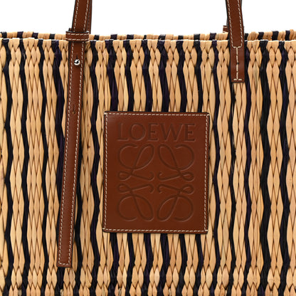 Loewe Raffia Paula's Ibiza Reed Square Basket Tote Bag Natural Black Pecan 7 of 9