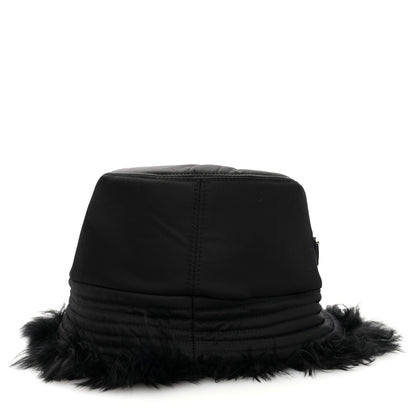 Prada Nylon Alpaca Triangle Womens Bucket Hat M Black 6 of 8