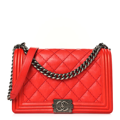 Chanel Calfskin Double Stitch New Medium Boy Flap Red 1 of 10