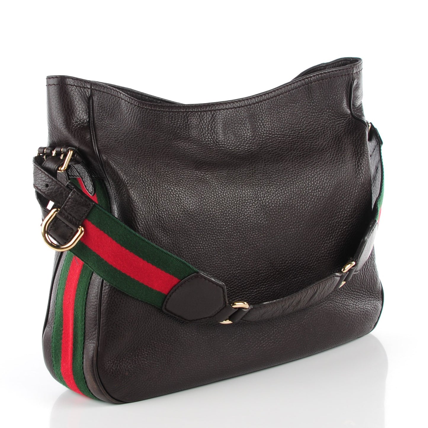 Pebbled Calfskin Medium Heritage Shoulder Bag Dark Brown
