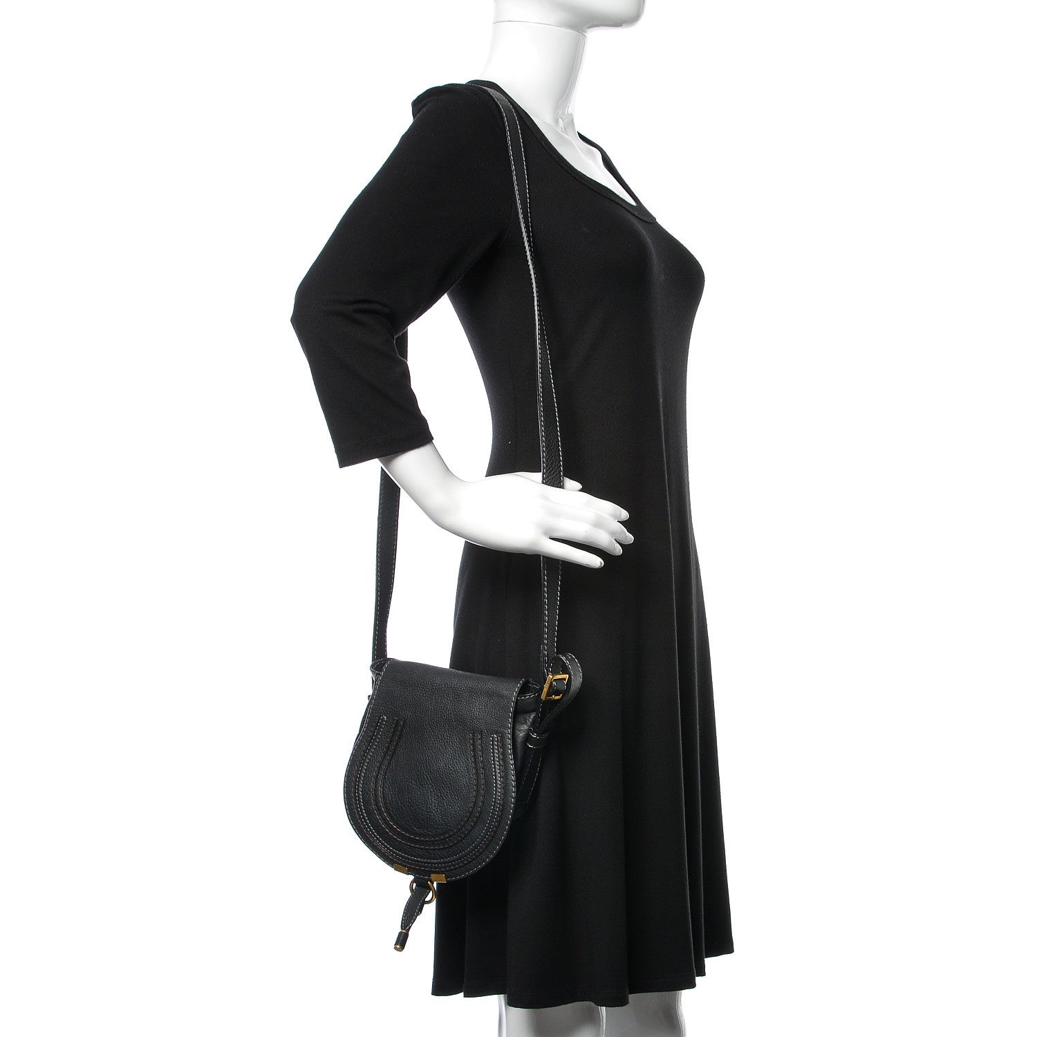Chloe Calfskin Mini Marcie Round Crossbody Bag Black 2 of 12