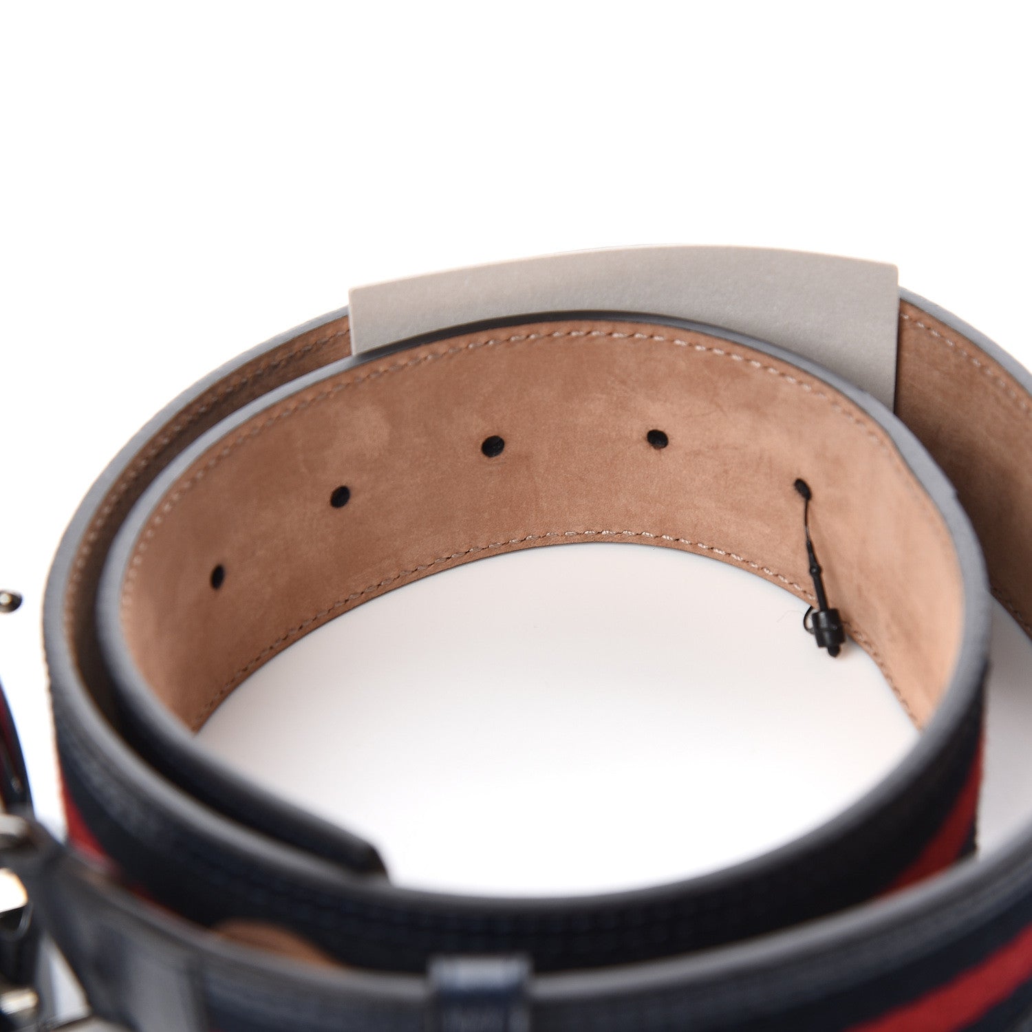 Gucci Calfskin Web Interlocking G Belt 75 30 Navy 4 of 6