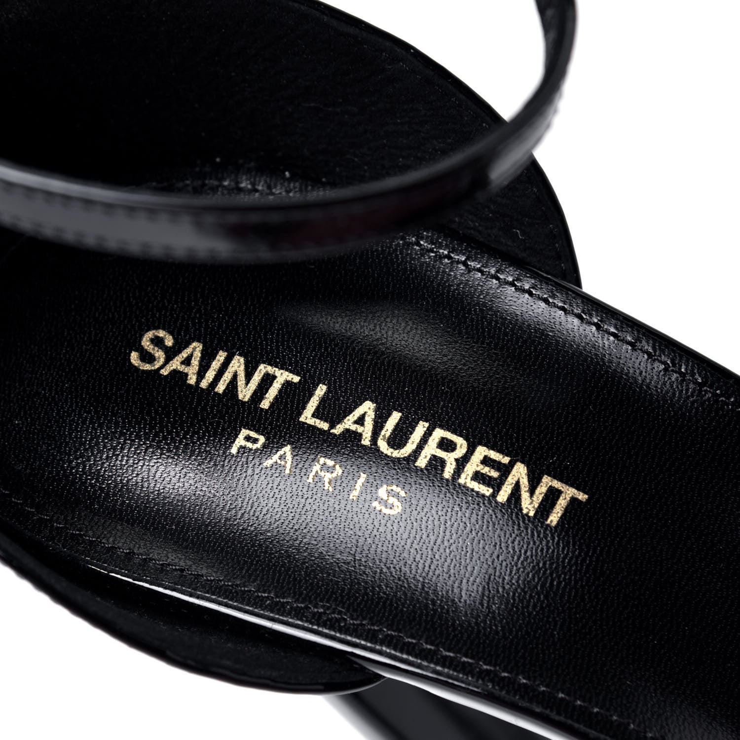 Saint Laurent Patent Calfskin Hall 105 Ankle Strap Platform Sandals 40.5 Black 6 of 6
