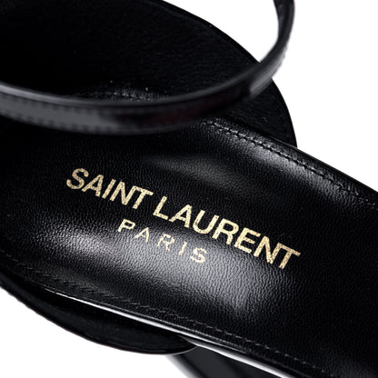 Saint Laurent Patent Calfskin Hall 105 Ankle Strap Platform Sandals 40.5 Black 6 of 6