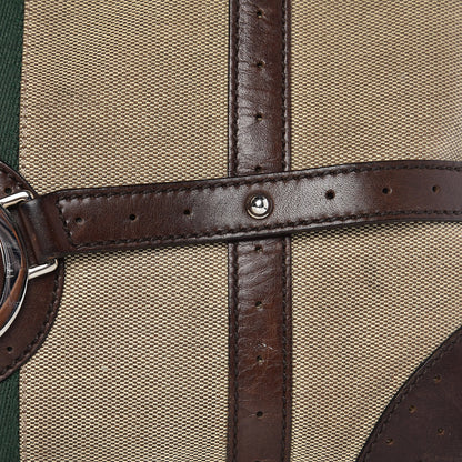Gucci Canvas Calfskin Web GG Reins Zip Up Tote Bag Tan Brown 10 of 12