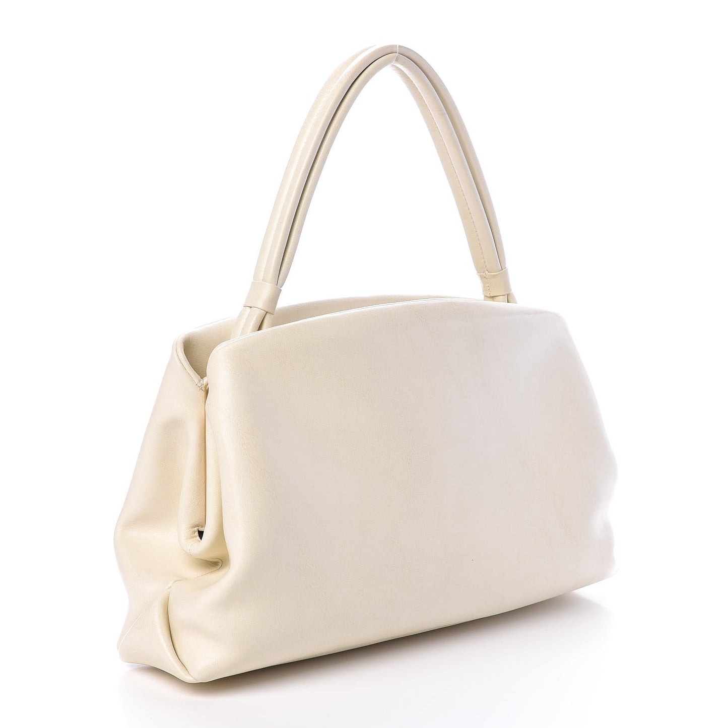 Smooth Calfskin Eyelet Small Top Handle Bag White