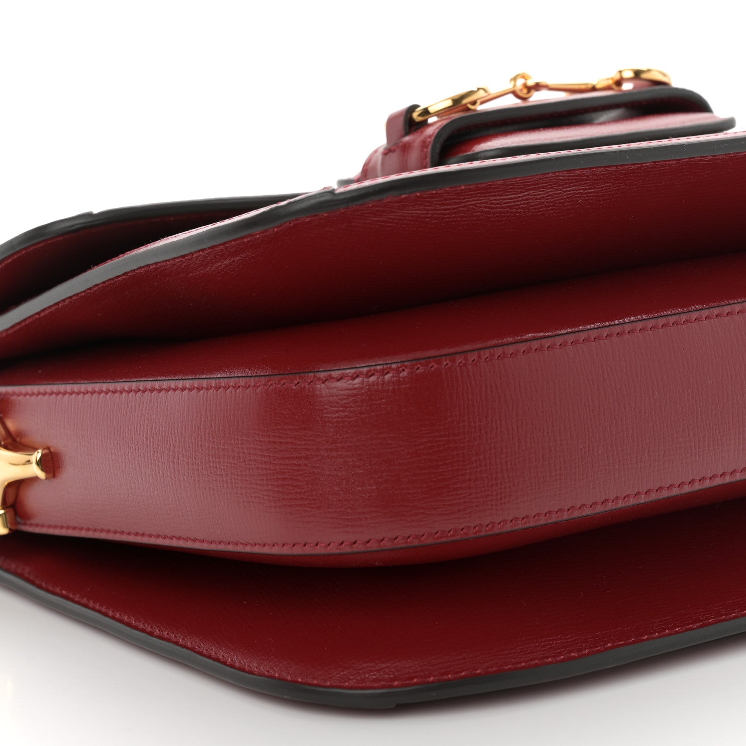 Gucci GG Supreme Monogram Azalea Calfskin Horsebit 1955 Shoulder Bag Beige Ebony New Cherry Red 9 of 10