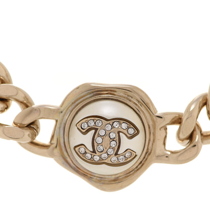 Chanel Pearl Crystal CC Chain Choker Necklace Gold 4 of 6