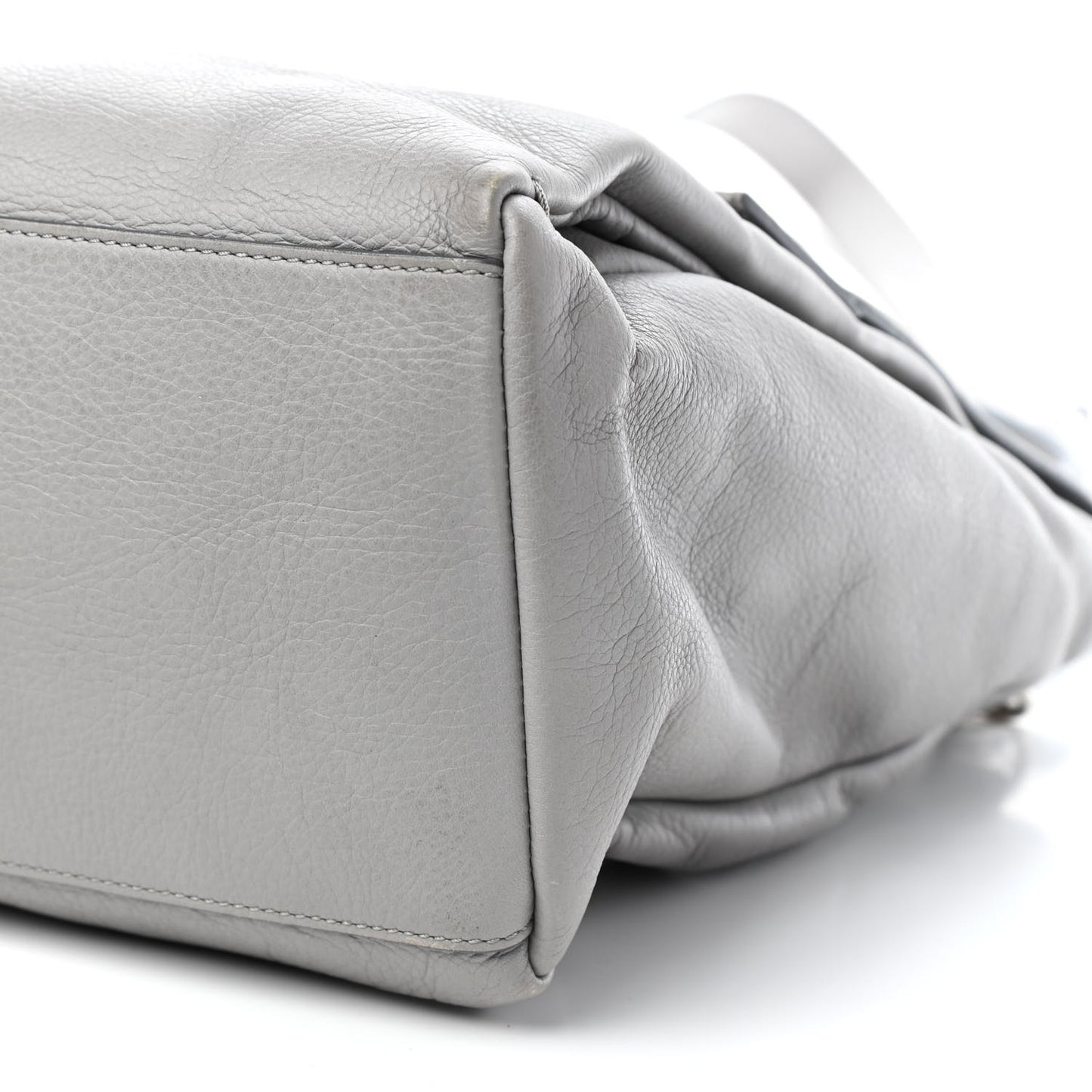 Grained Calfskin Medium Pandora Pure Flap Bag Pearl Grey
