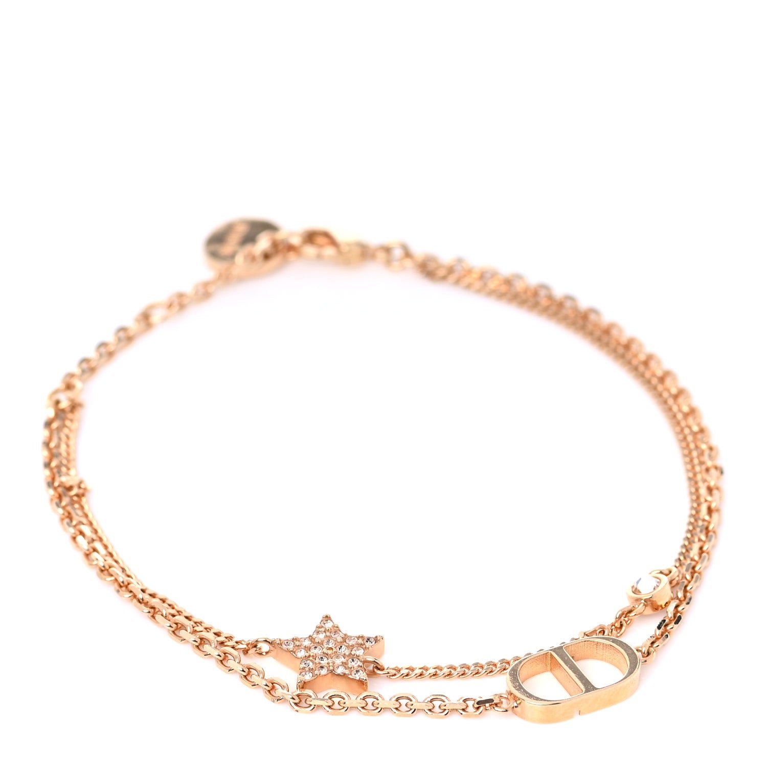Christian Dior Metal Crystal Star CD Bracelet Gold 1 of 6