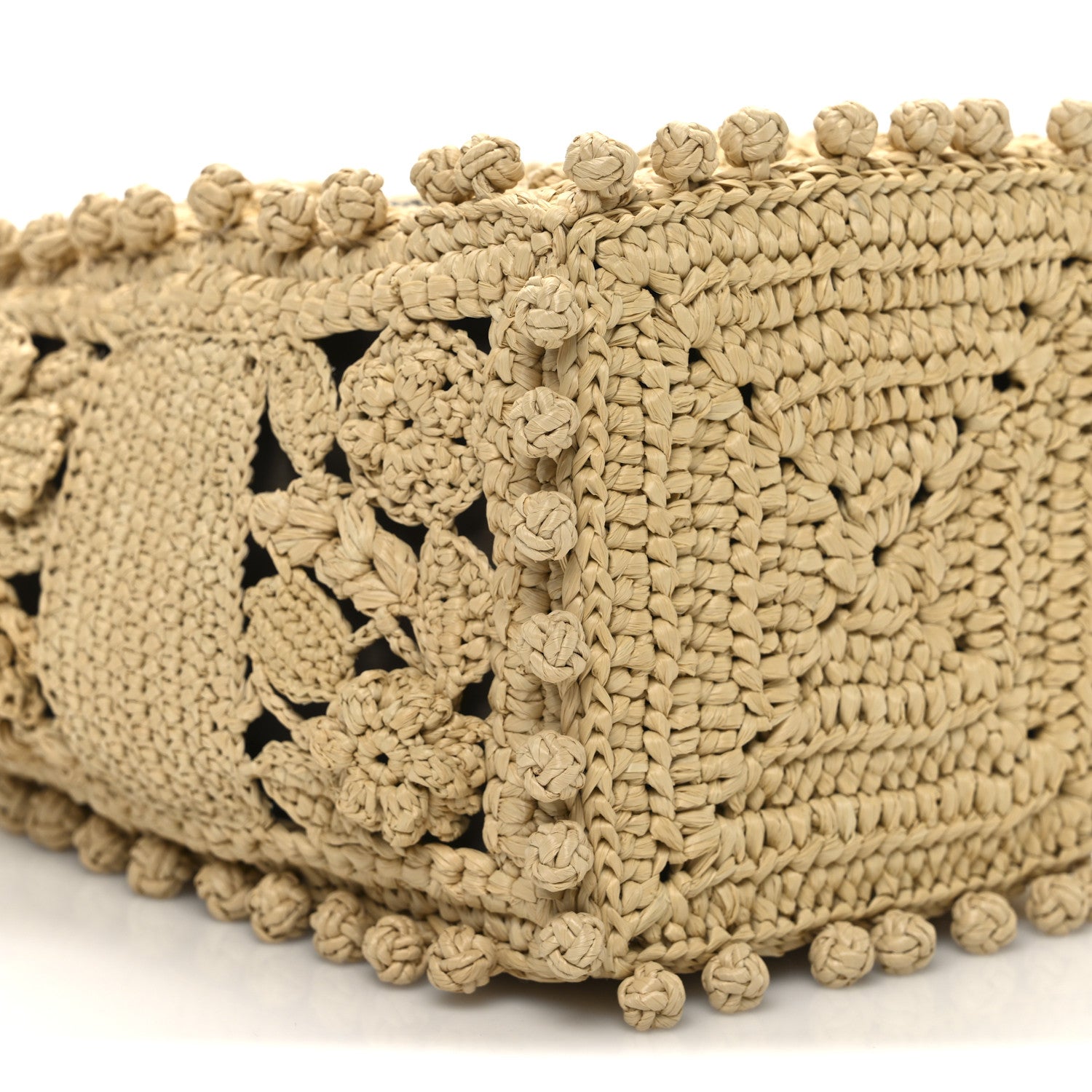 Christian Dior Woven Raffia Floral Embellished D-Bubble Bucket Bag Natural 8 of 9