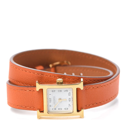 Hermes Stainless Steel Swift 17.2mm Heure H Hour Double Tour Quartz Watch Orange 2 of 4