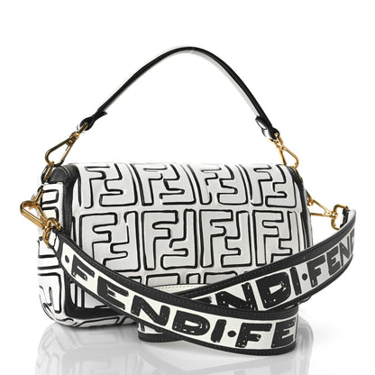 Fendi X JOSHUA VIDES Nappa FF Embossed Baguette White Black 2 of 9