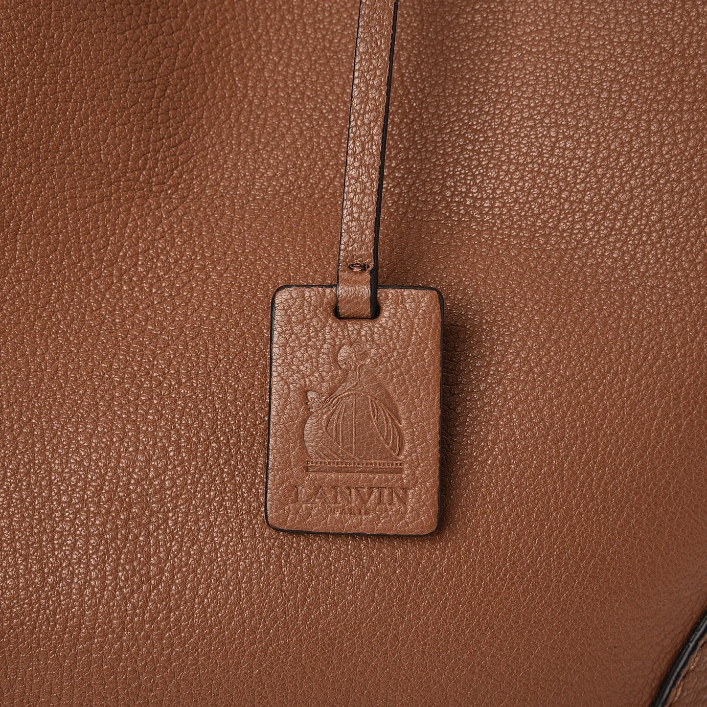 Grained Calfskin Shopper Tote Brown