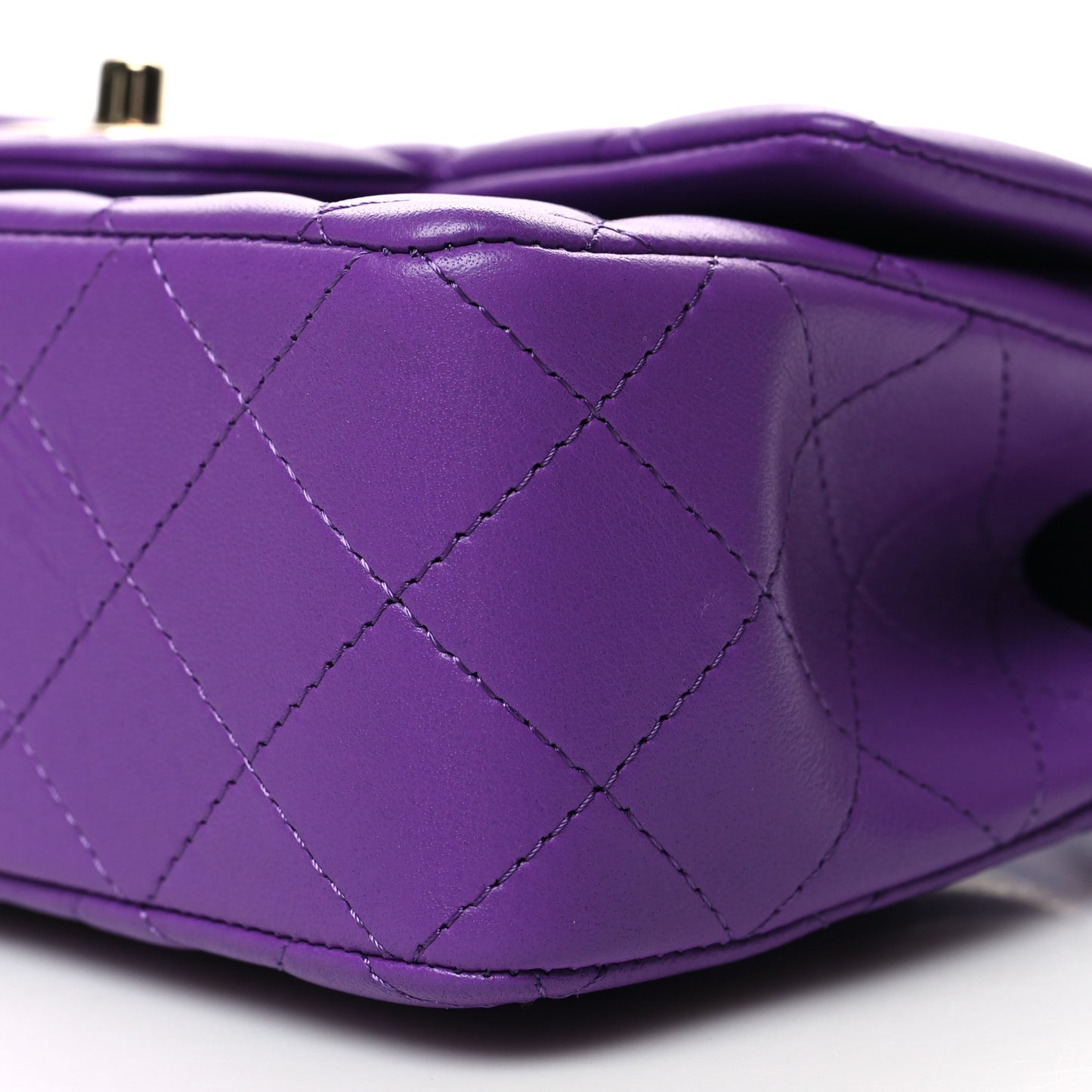 Lambskin Quilted Mini Top Handle Rectangular Flap Dark Purple