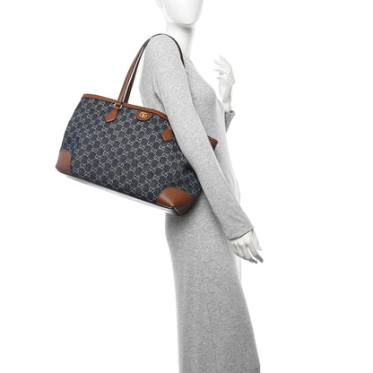 Gucci New Denim GG Monogram Medium Ophidia Shopping Tote Blue Tea Cuir 2 of 10