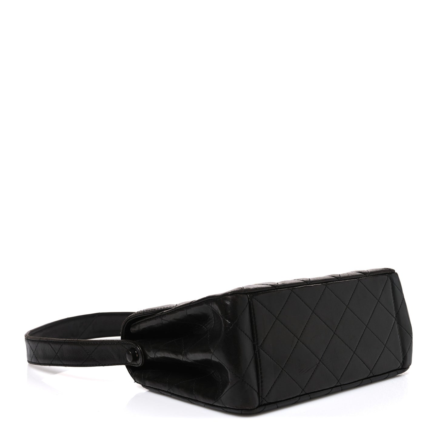 Lambskin Quilted Flap Shoulder Bag Black