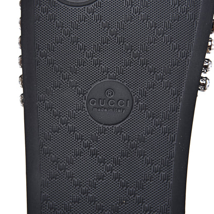 Gucci Calfskin Crystal Embellished Web Slide Sandals 36 Blue Red 7 of 8
