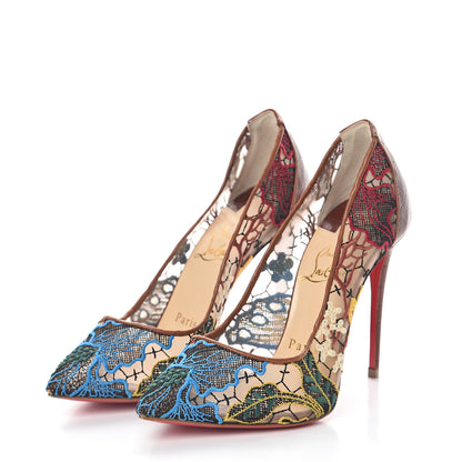 Christian Louboutin Lace Calfskin Crocodile Embossed Follies 100 Pumps 35.5 Cuoio Multicolor 3 of 7