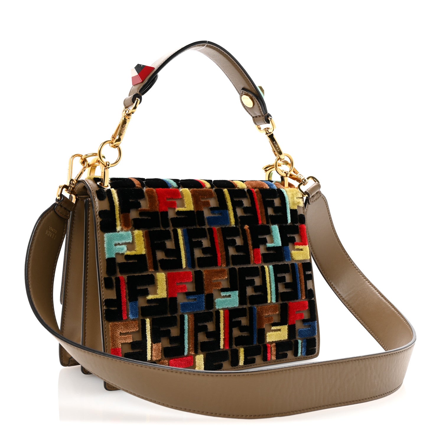 Fendi Vitello Liberty Velvet FF 1974 Hearts Padlock Embroidered