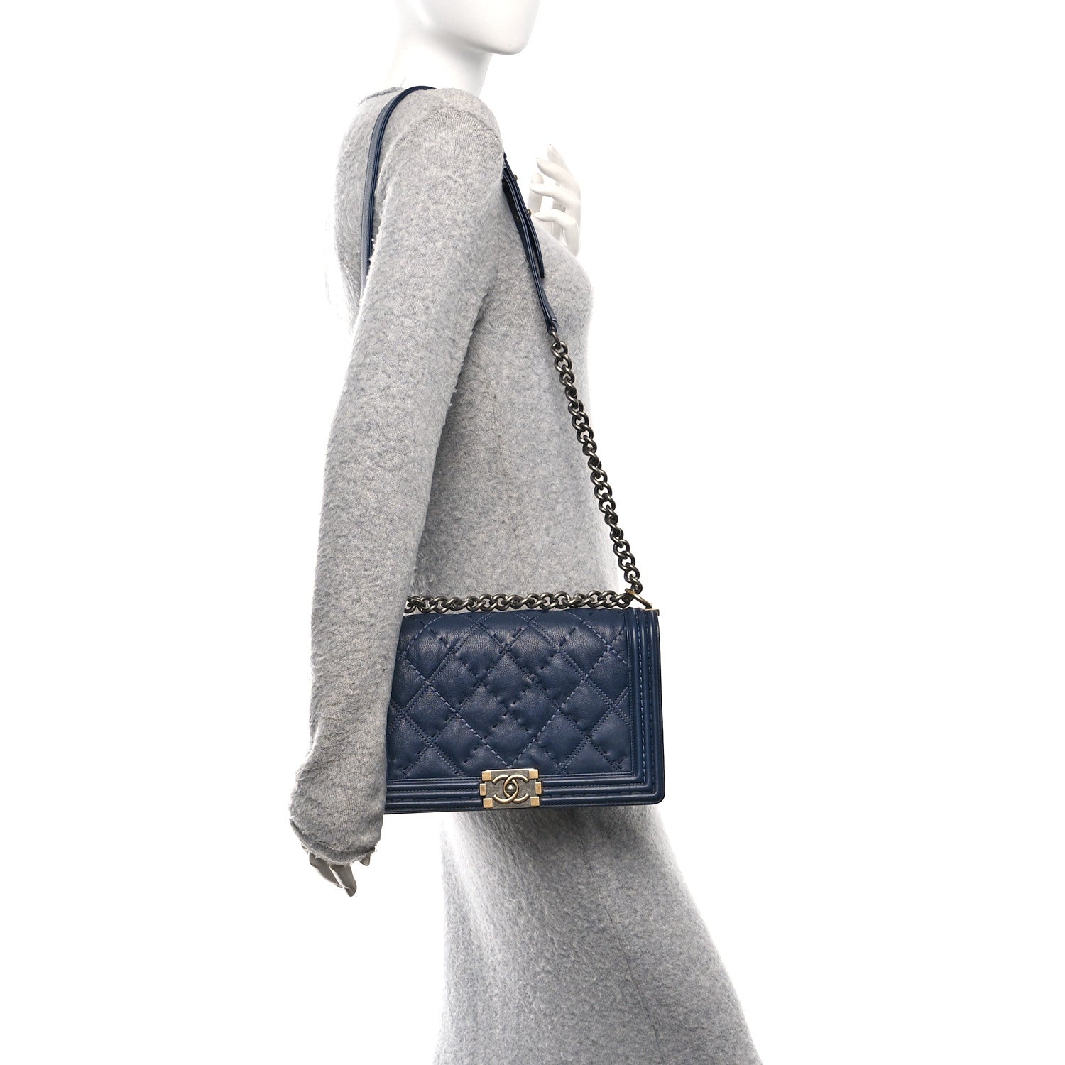 Chanel Calfskin Stitched New Medium Boy Flap Black 2 of 10