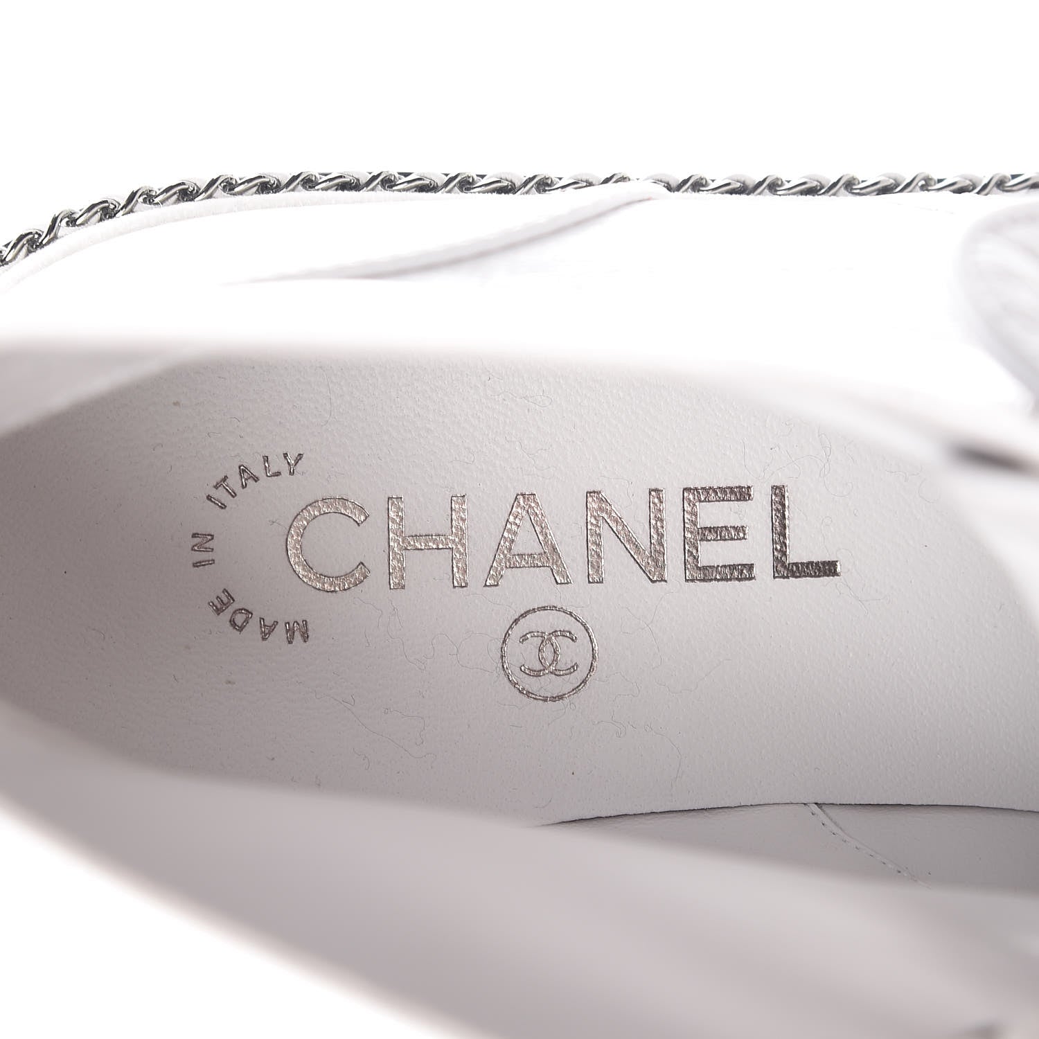 Chanel Crackled Calfskin Pearl Chain CC Combat Short Boots 40 White 8 of 16