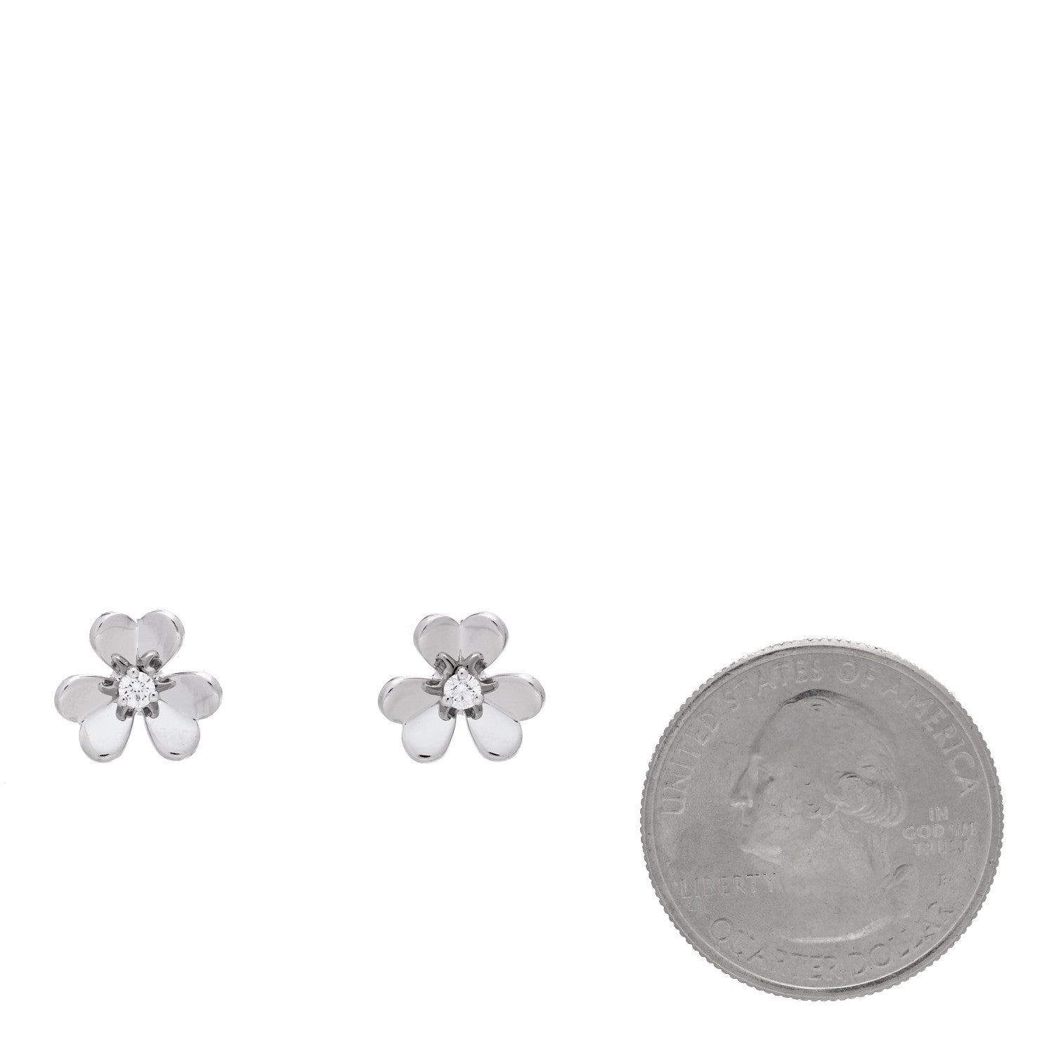 Van Cleef & Arpels 18K White Gold Diamond Mini Frivole Earrings 2 of 5