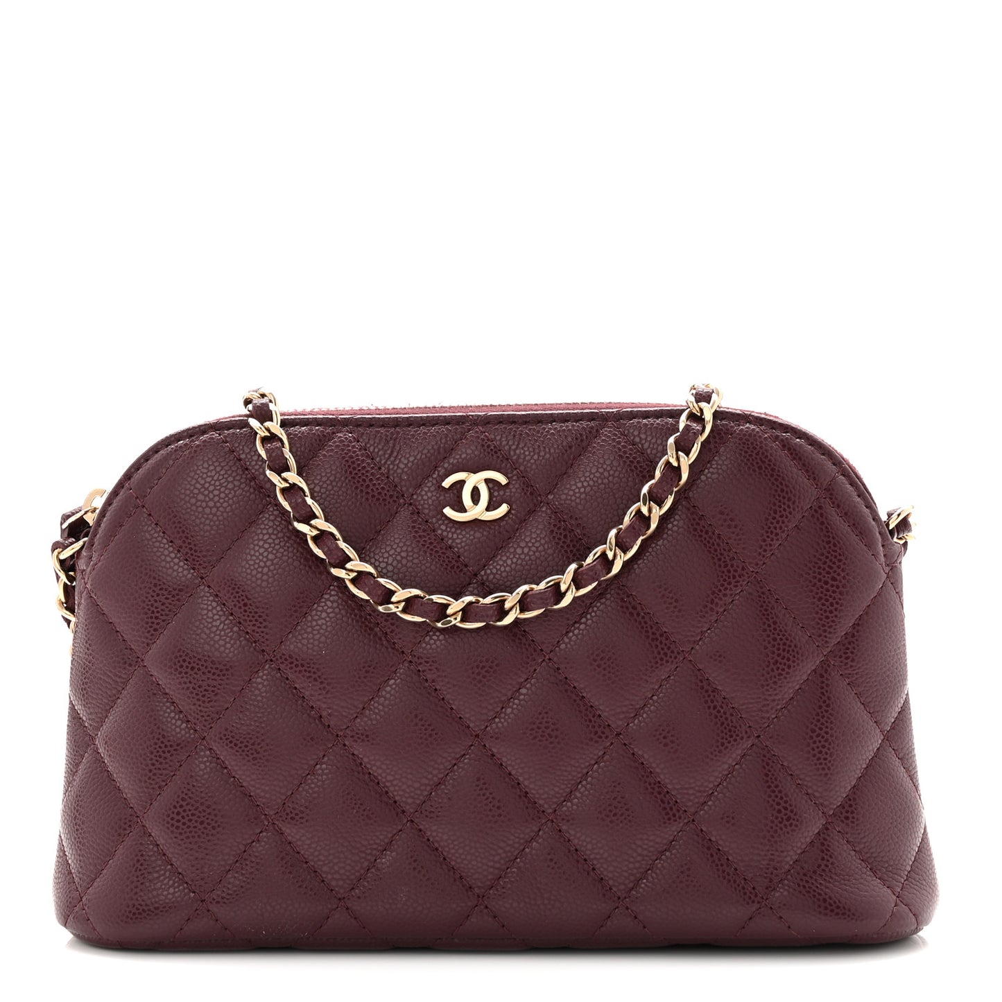 Caviar Quilted Classic Clutch With Chain Dark Burgundy
