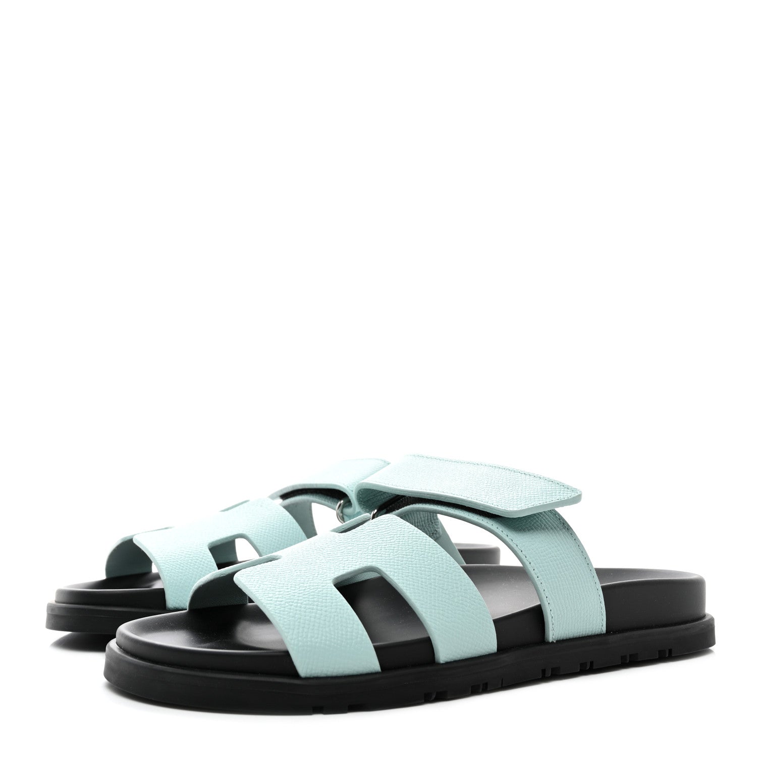 Hermes Epsom Womens Chypre Sandals 37 Bleu Cristaux 3 of 9