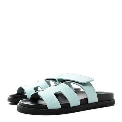 Hermes Epsom Womens Chypre Sandals 37 Bleu Cristaux 3 of 9