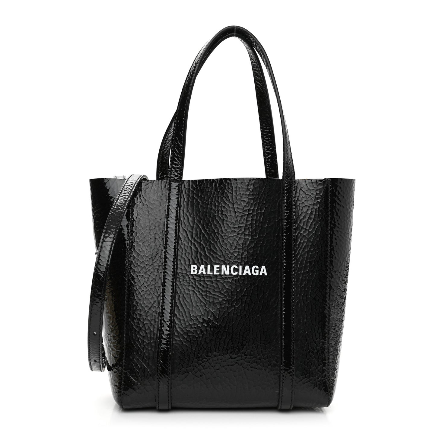 Textured Patent Calfskin XXS Everyday Tote Black