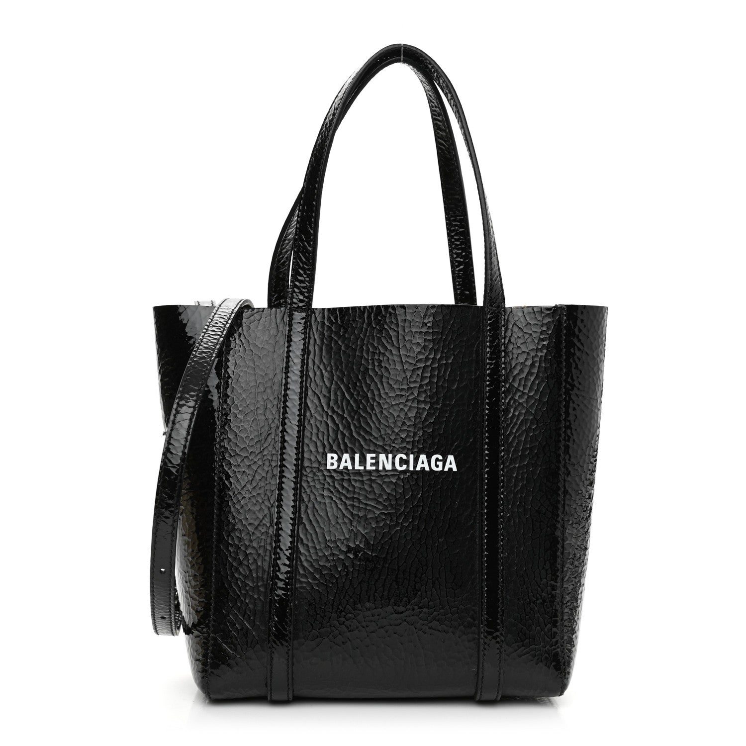 Balenciaga Textured Patent Calfskin XXS Everyday Tote Black 1 of 31