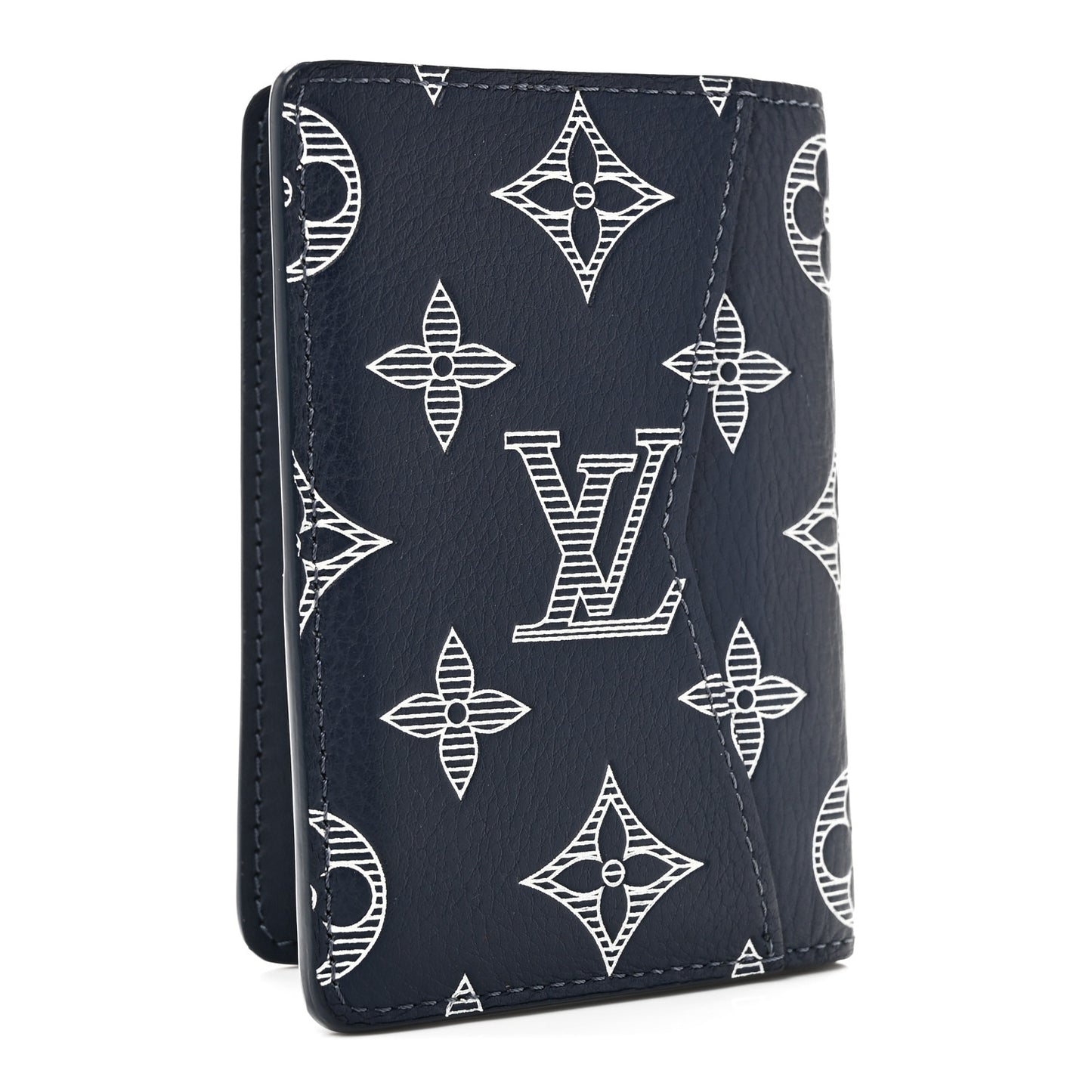 Calfskin Monogram Shadow Pocket Organizer Navy Blue White