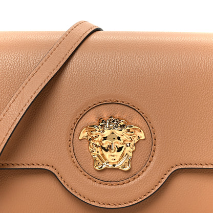 Versace Grained Calfskin La Medusa Flap Shoulder Bag Brown 9 of 11