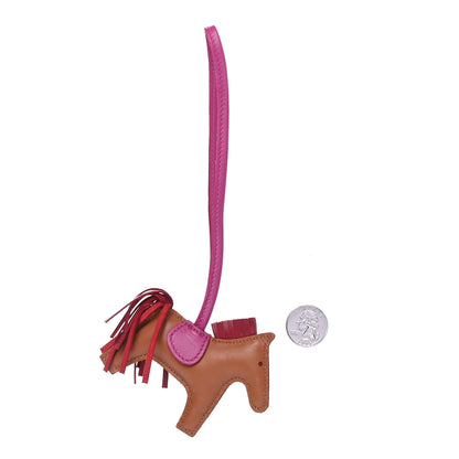 Hermes Milo Lambskin Grigri Rodeo Horse Bag Charm PM Gold Rubis Rose Poupre 2 of 4
