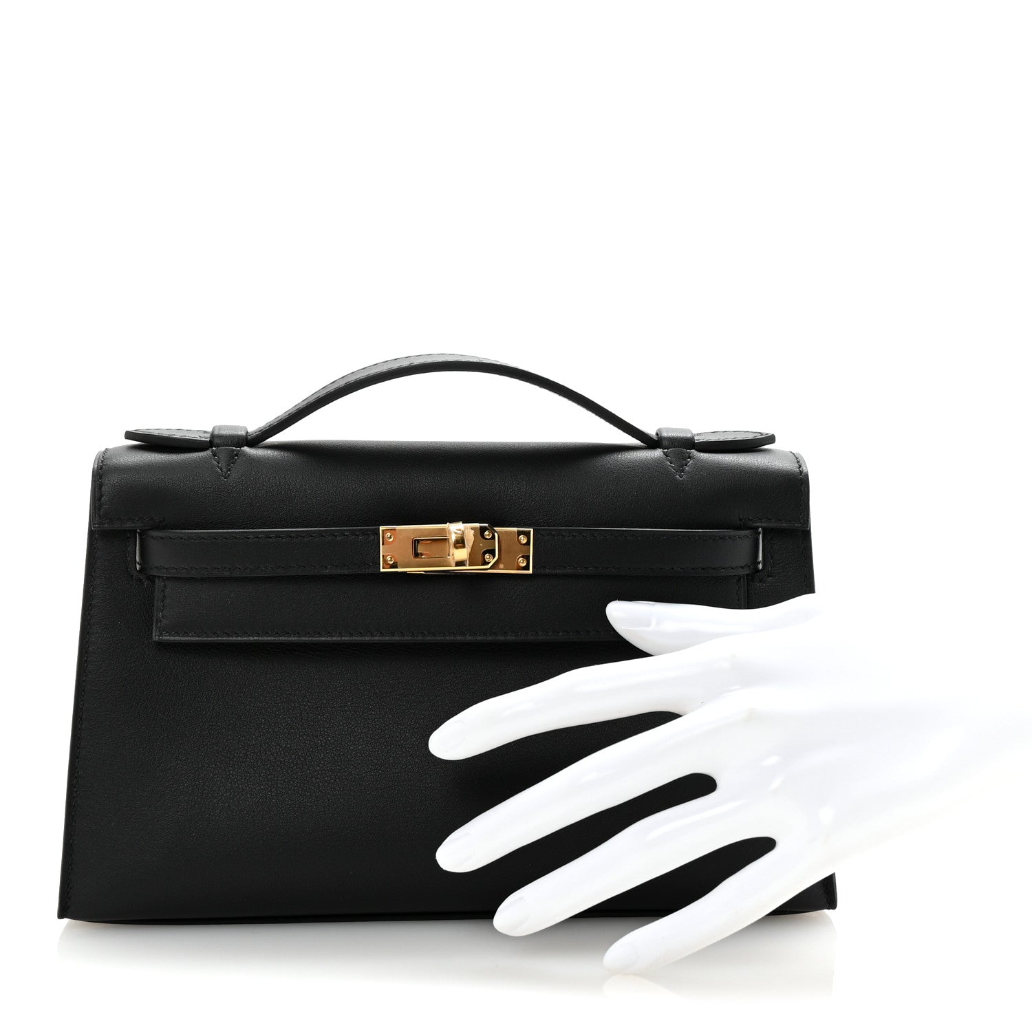 Hermes Swift Kelly Pochette Clutch Black 2 of 7