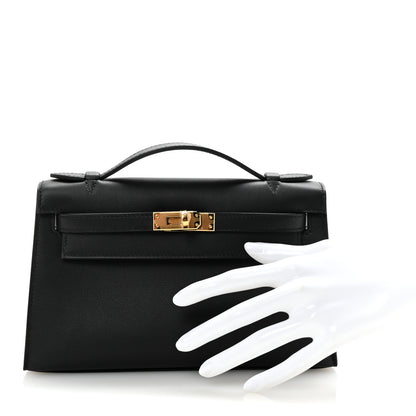 Hermes Swift Kelly Pochette Clutch Black 2 of 7
