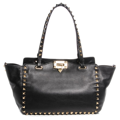 Valentino Garavani Vitello Small Rockstud Tote Black 1 of 7