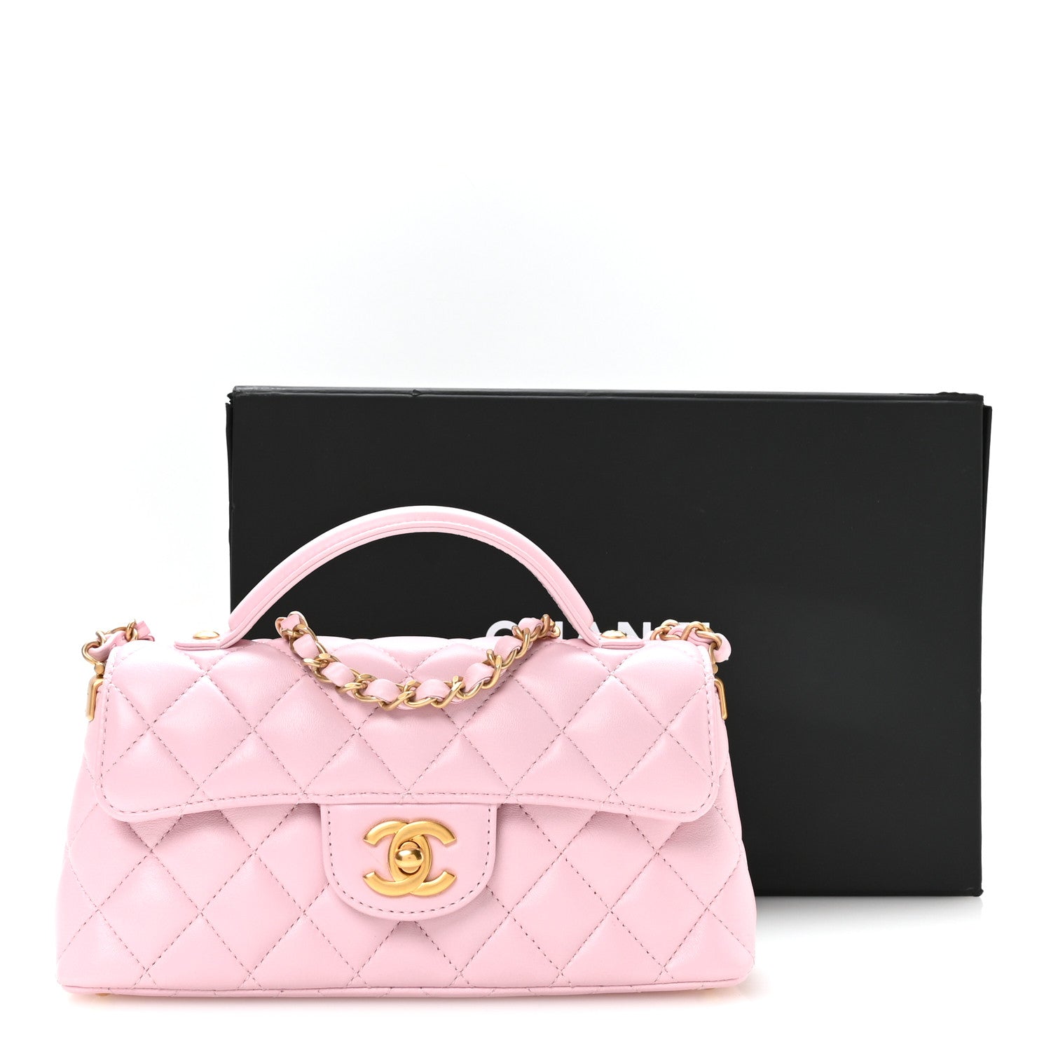 Chanel Lambskin Quilted Mini Flap Top Handle Bag Light Pink 11 of 11