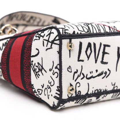 Christian Dior Canvas Medium DiorAmour Graffiti Lady D-Lite Latte 7 of 9