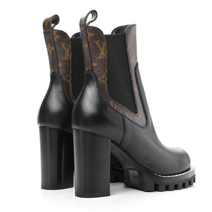 Louis Vuitton Calfskin Monogram Star Trail Ankle Boots 35 Black 4 of 8